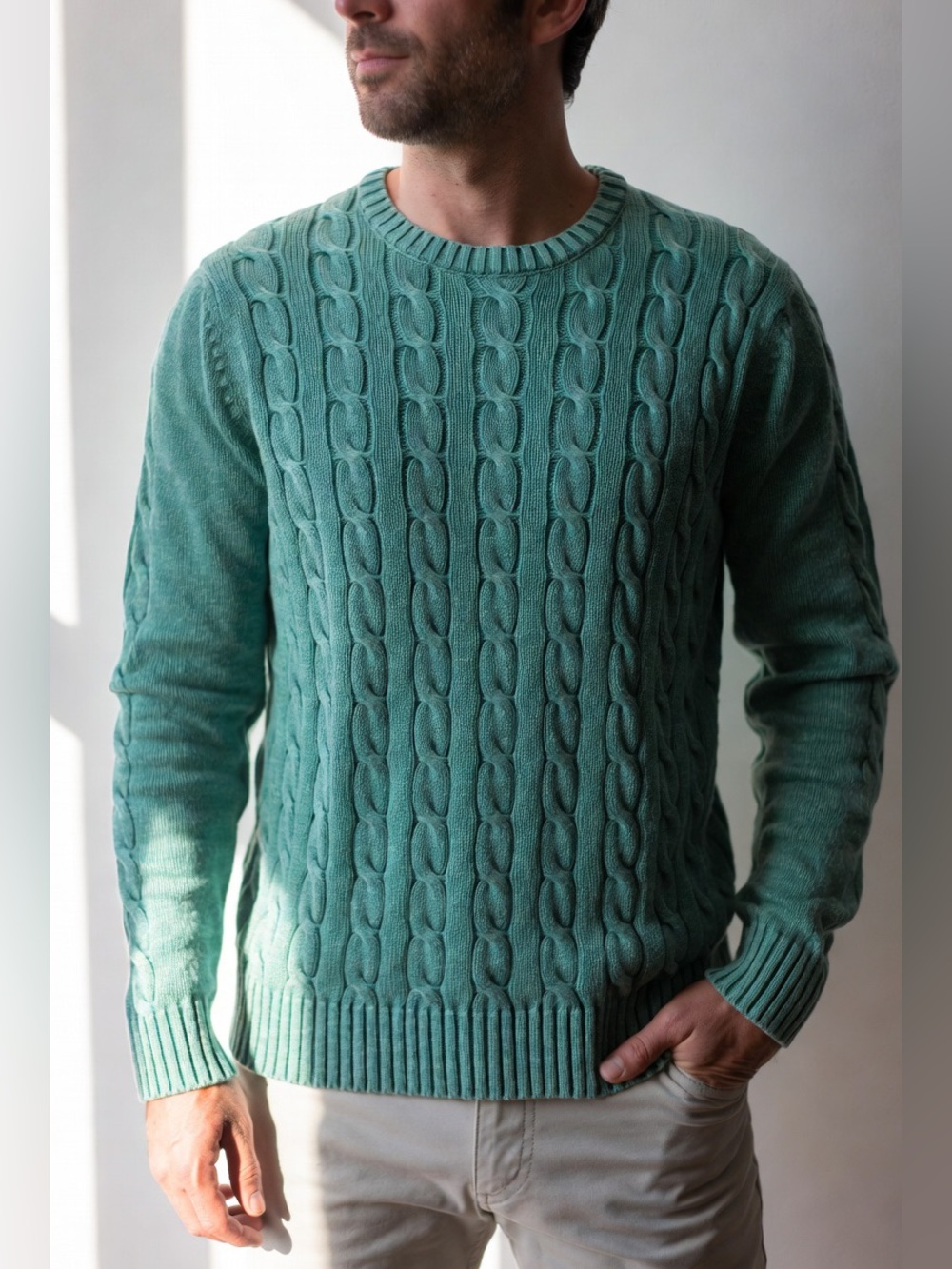 Brooks Brothers Men’s 100% Linen Cable Knit Sweater Size L